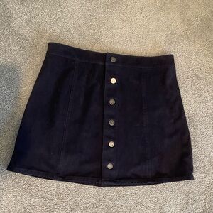 Suede Button Front Mini Skirt